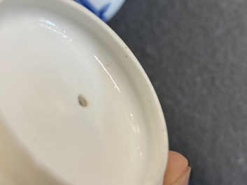 A Chinese blue and white 'Long Eliza' teapot and cover, Chenghua mark, Kangxi
