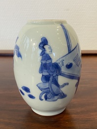 Een Chinese blauw-witte theebus, Kangxi