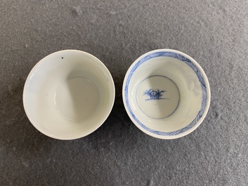Two fine Chinese blue and white cups, Yongzheng