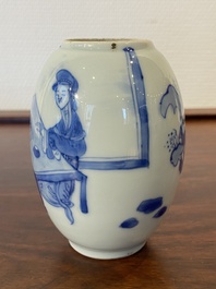 Een Chinese blauw-witte theebus, Kangxi