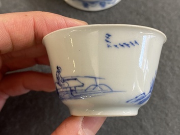 Two fine Chinese blue and white cups, Yongzheng
