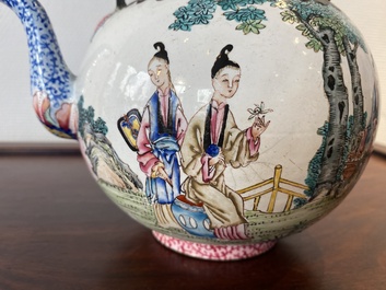 A Chinese Canton enamel teapot and cover, Qianlong