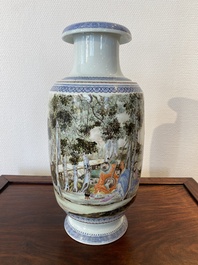 A Chinese famille rose 'musicians' vase, Hongxian mark, Republic
