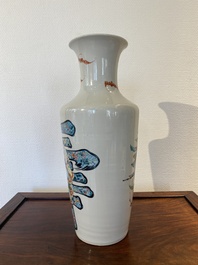Een Chinese famille rose rouleau vaas met Shou Lao, Yongzheng