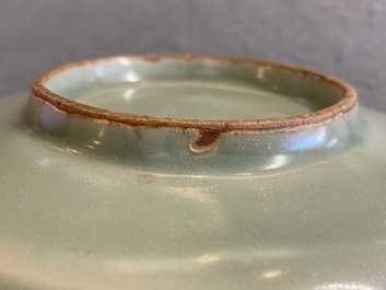 A Chinese octagonal Longquan celadon plate, probably Ming