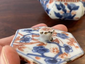 A Chinese hexagonal Imari-style teapot and cover, Kangxi