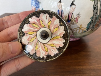 A Chinese Canton enamel teapot and cover, Qianlong