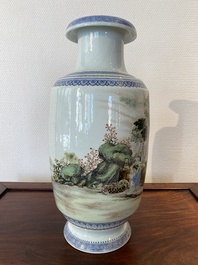 A Chinese famille rose 'musicians' vase, Hongxian mark, Republic