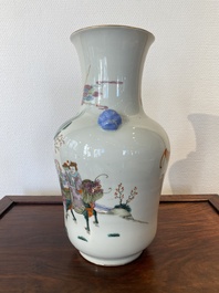 A Chinese famille rose 'narrative subject' vase, Tongzhi mark, 19/20th C.