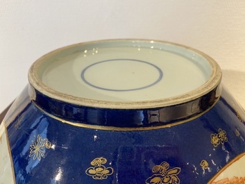 A large Chinese powder-blue and iron-red 'eight immortals' bowl, 19th C.