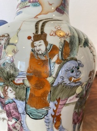A Chinese famille rose 'narrative subject' vase, Tongzhi mark, 19/20th C.
