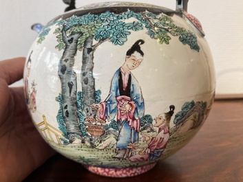 A Chinese Canton enamel teapot and cover, Qianlong
