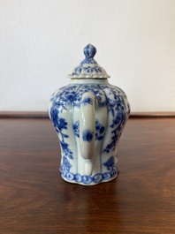 A Chinese blue and white teapot with a phoenix-shaped spout, Kangxi