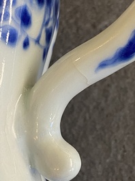 A Chinese blue and white teapot with a phoenix-shaped spout, Kangxi