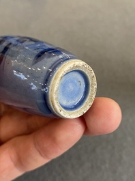 Five Chinese blue and white snuff bottles, 19th C.