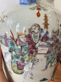 A Chinese famille rose 'narrative subject' vase, Tongzhi mark, 19/20th C.