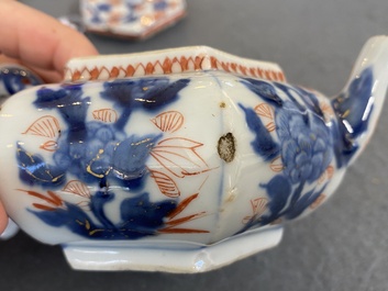 A Chinese hexagonal Imari-style teapot and cover, Kangxi