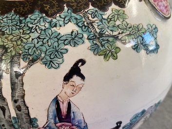 A Chinese Canton enamel teapot and cover, Qianlong