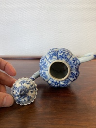 A Chinese blue and white teapot with a phoenix-shaped spout, Kangxi