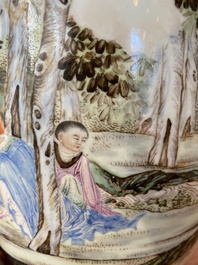 A Chinese famille rose 'musicians' vase, Hongxian mark, Republic