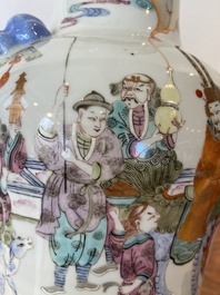 A Chinese famille rose 'narrative subject' vase, Tongzhi mark, 19/20th C.