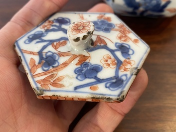 A Chinese hexagonal Imari-style teapot and cover, Kangxi