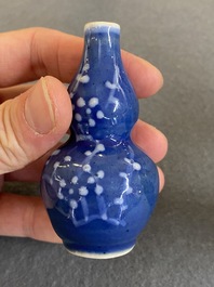 Five Chinese blue and white snuff bottles, 19th C.