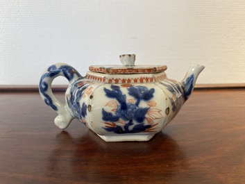 A Chinese hexagonal Imari-style teapot and cover, Kangxi
