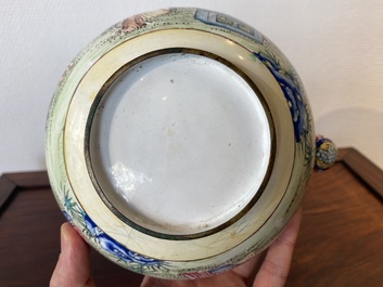 A Chinese Canton enamel teapot and cover, Qianlong