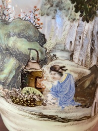 A Chinese famille rose 'musicians' vase, Hongxian mark, Republic