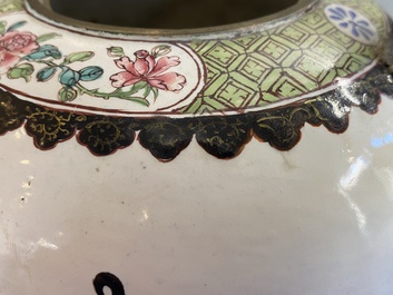 A Chinese Canton enamel teapot and cover, Qianlong