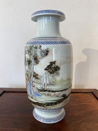 A Chinese famille rose 'musicians' vase, Hongxian mark, Republic