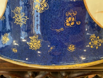 A large Chinese powder-blue and iron-red 'eight immortals' bowl, 19th C.