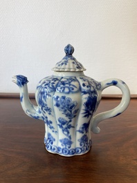 A Chinese blue and white teapot with a phoenix-shaped spout, Kangxi