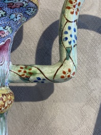 A large Chinese yellow-ground Canton enamel ewer and cover, Qianlong