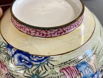 A Chinese Canton enamel teapot and cover, Qianlong
