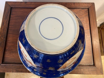 A large Chinese powder-blue and iron-red 'eight immortals' bowl, 19th C.