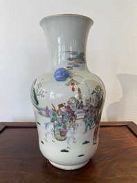 A Chinese famille rose 'narrative subject' vase, Tongzhi mark, 19/20th C.