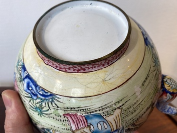 A Chinese Canton enamel teapot and cover, Qianlong