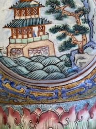 A large Chinese yellow-ground Canton enamel ewer and cover, Qianlong