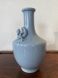 A Chinese monochrome clair-de-lune-glazed vase, Yongzheng mark, Republic
