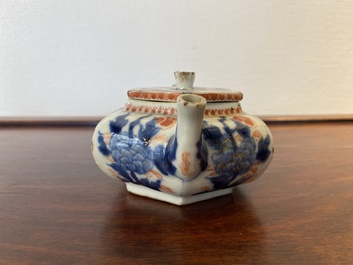 A Chinese hexagonal Imari-style teapot and cover, Kangxi