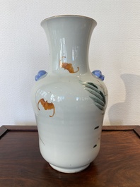 A Chinese famille rose 'narrative subject' vase, Tongzhi mark, 19/20th C.