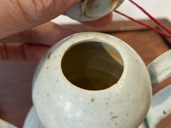Three Chinese celadon- and qingbai-glazed jugs, Song and later