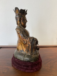 A Chinese gilt bronze crowned Buddha, Ming
