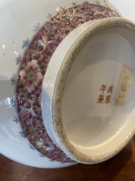 Two Chinese famille rose bottle vases, Hongxian mark, Republic