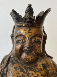 A Chinese gilt bronze crowned Buddha, Ming
