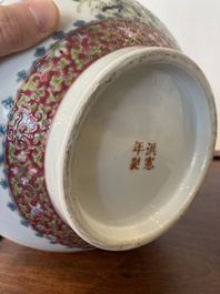 Two Chinese famille rose bottle vases, Hongxian mark, Republic