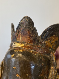 A Chinese gilt bronze crowned Buddha, Ming