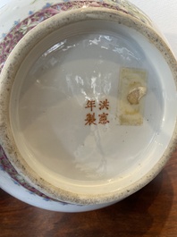 Two Chinese famille rose bottle vases, Hongxian mark, Republic